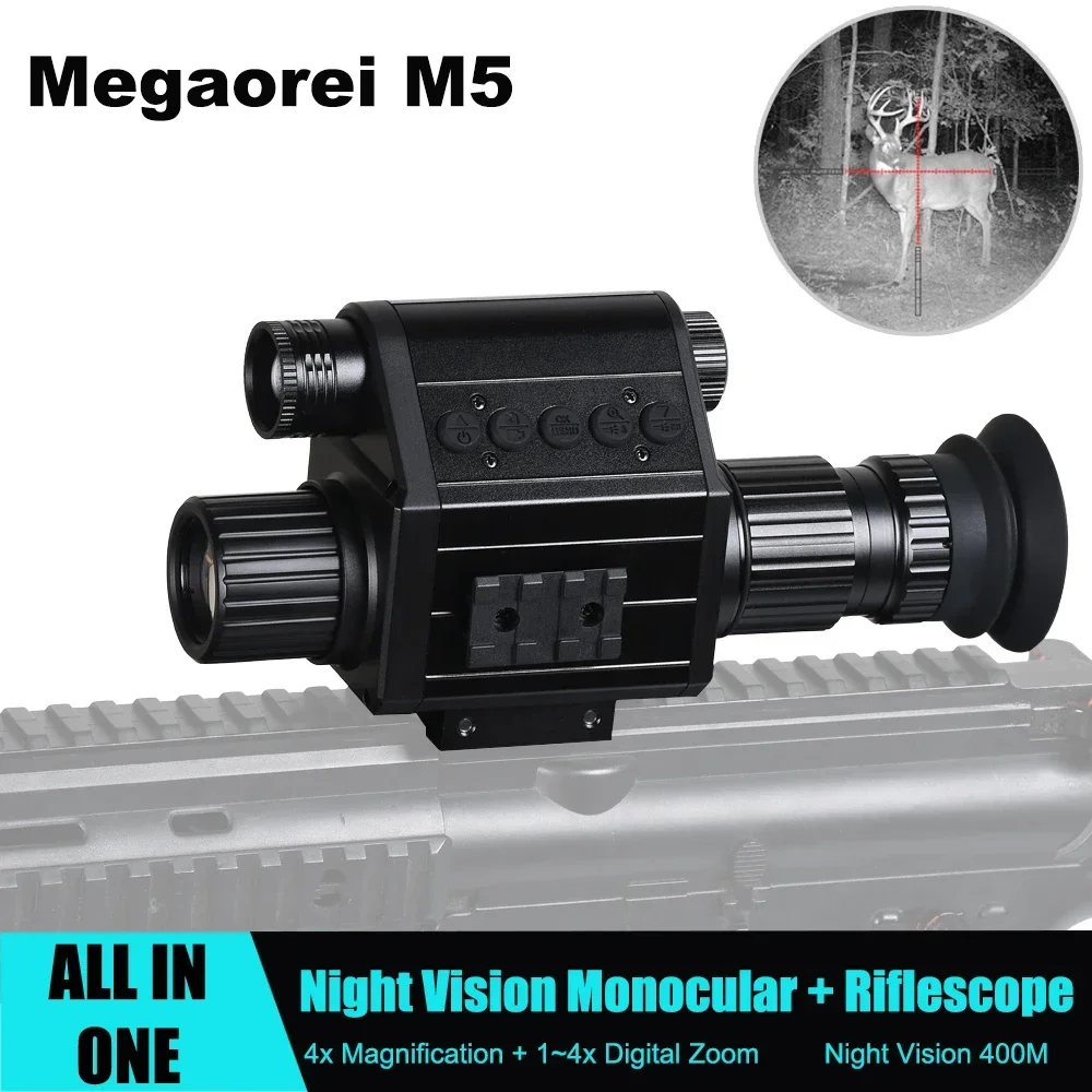 Night Vision Monocular 1080P - กล้องไรเฟิลการมองเห็นได้ในเวลากลางคืนกล้องส่องเดียวออลอินวันกล้องบันทึกวิดีโอ1080p กล้องดิจิตอล IR 850nm สำหรับล่าสัตว์ M5