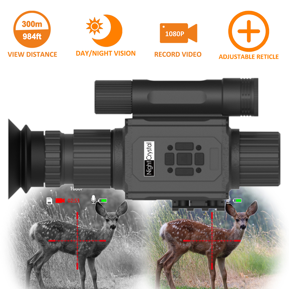 Night Vision Scope 4X Digital - กล้องส่องกลางคืนดิจิตอล Megaorei NK008 Plus, อุปกรณ์มองเห็นกลางวันและกลางคืนสำหรับการล่าสัตว์, กล้อง