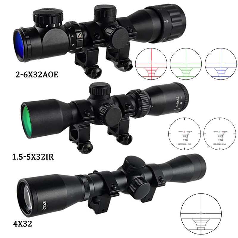 Night Vision Scope For Crossbow - กล้องเล็งยุทธวิธี 4x32 1.5-5x32IR 2-6X32AOE สำหรับธนู กล้องเล็งล่าสัตว์แบบสั้น