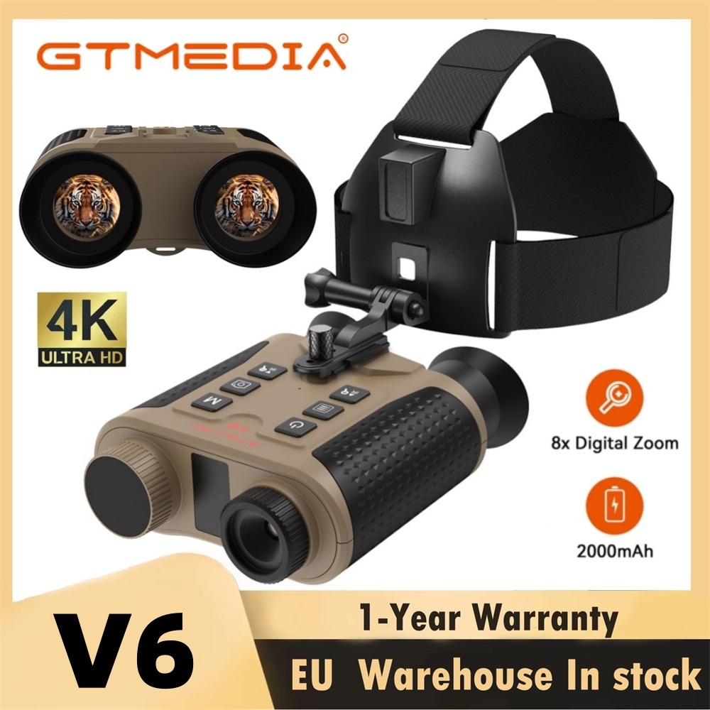 Night Vision Goggles Gen 3 - กล้องส่องกลางคืนอินฟราเรด V6 แบบสองตา 4K ซูมดิจิตอล 8