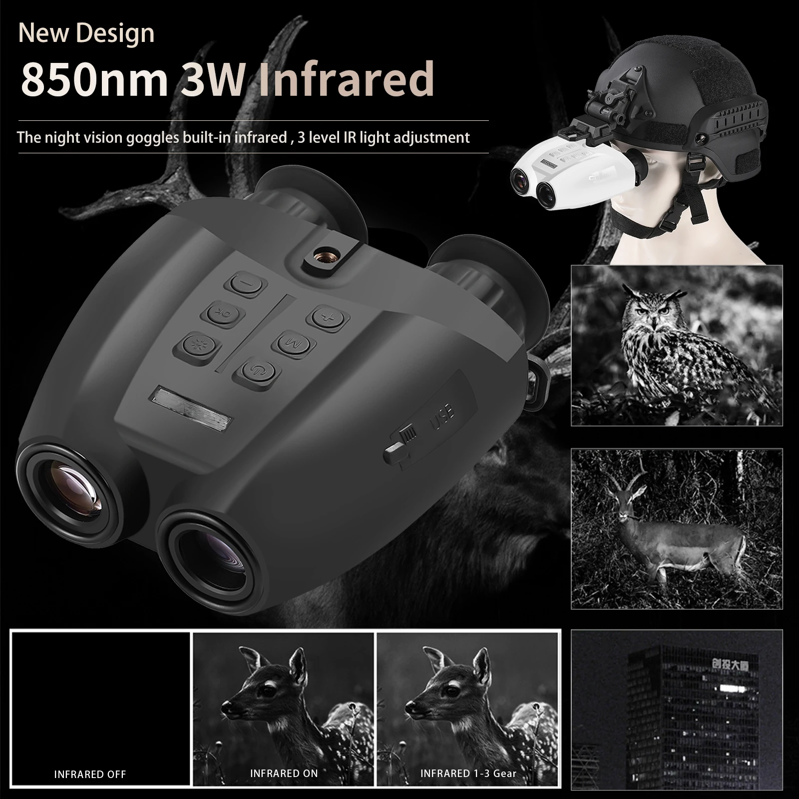 Night Vision Goggles Head Mounted - PVS-32กล้องส่องทางไกลกลางคืนอินฟาเรดแบบสวมหัวติดด้านหน้ากล้องวีดีโอ HD 1080P ใหม่กลยุทธ์หมวกกันน็อกแว่นตาการมองเห็นได้ในเวลากลางคืนซูม8X NVG