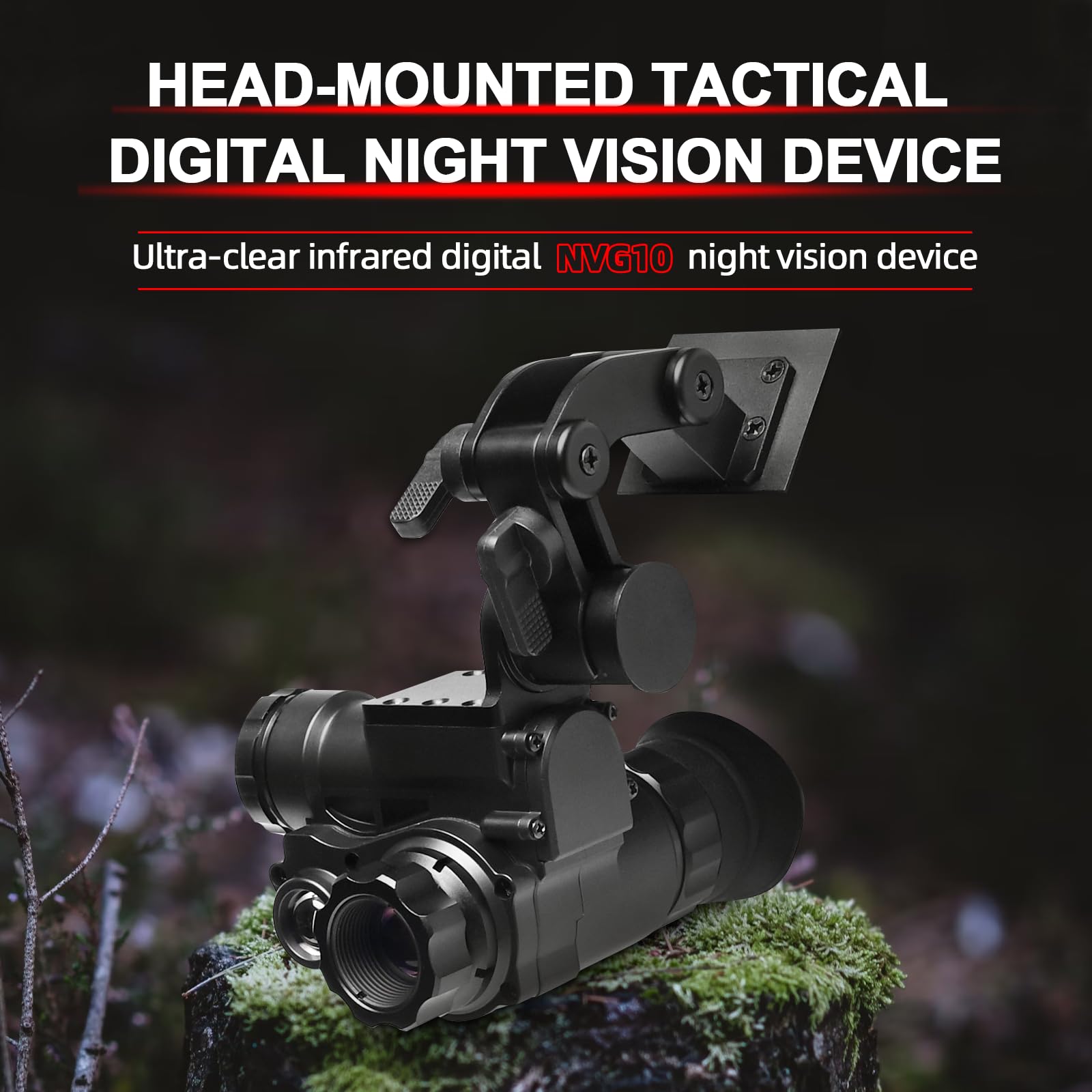 Night Vision Monocular 1080P - แว่นตาอินฟราเรดดิจิตอลทางยุทธวิธี Nvg10 สำหรับมองกลางคืน ติดตั้งบนหมวก ความละเอียด 1080P
