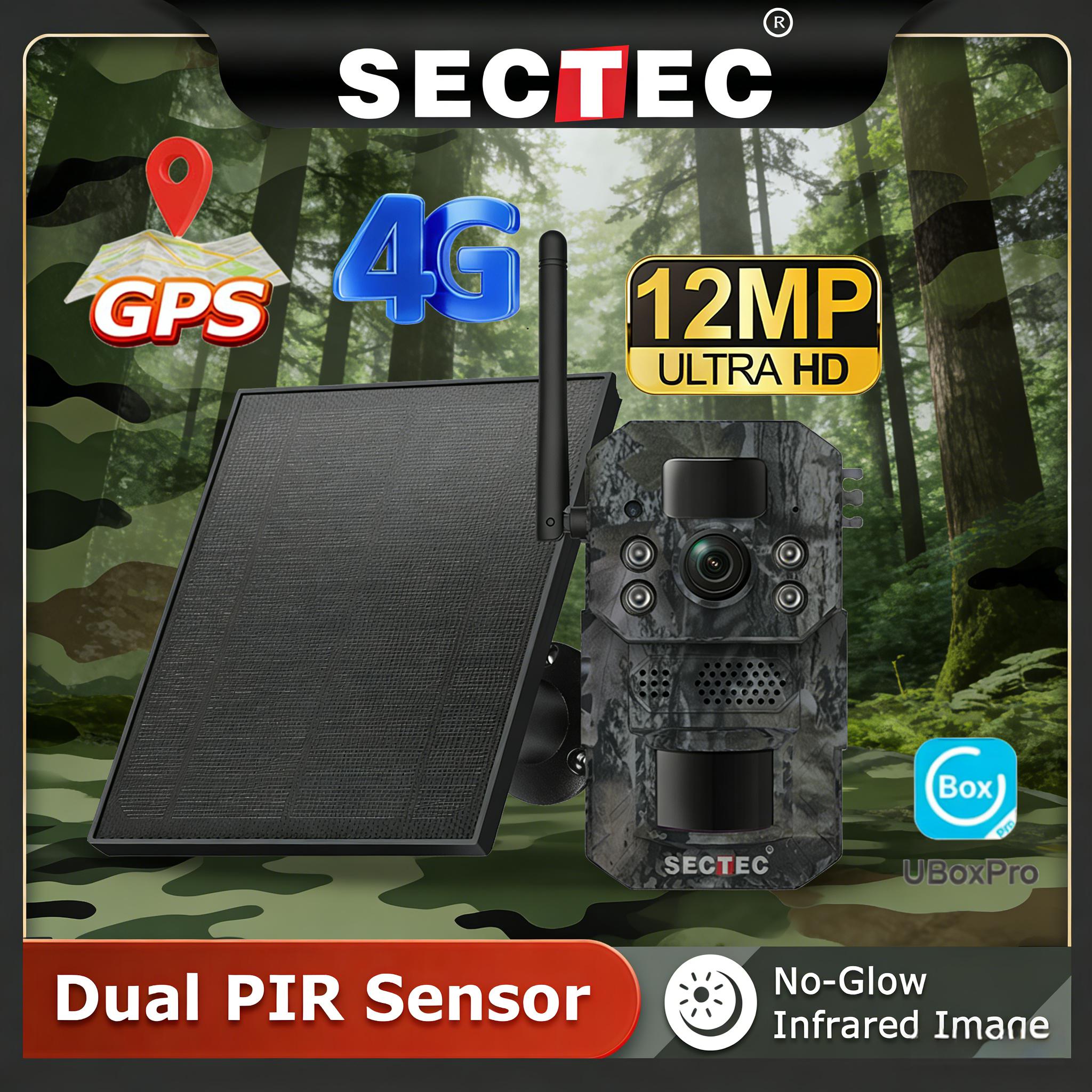 Night Vision Camera Wifi 4G - กล้องติดตามสัตว์ป่า Sectec 12MP 4G พลังงานแสงอาทิตย์ พร้อมระบบระบุตำแหน่ง