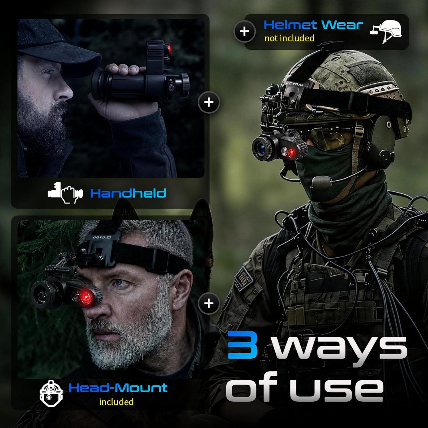 แว่นตามองกลางคืนแบบสวมศีรษะพร้ - Night Vision Goggles Head Mounted บทวิจารณ์และราคา