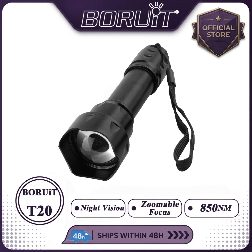 ไฟฉายยุทธวิธี BORUiT T20 อินฟร - Ir Illuminator 850Nm Flashlight บทวิจารณ์และราคา