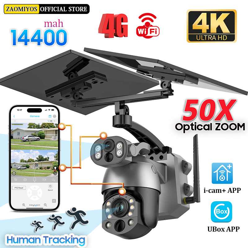 4K 50X ZOOM กล้องพลังงานแสงอาท - Night Vision Camera Wifi 4G บทวิจารณ์และราคา