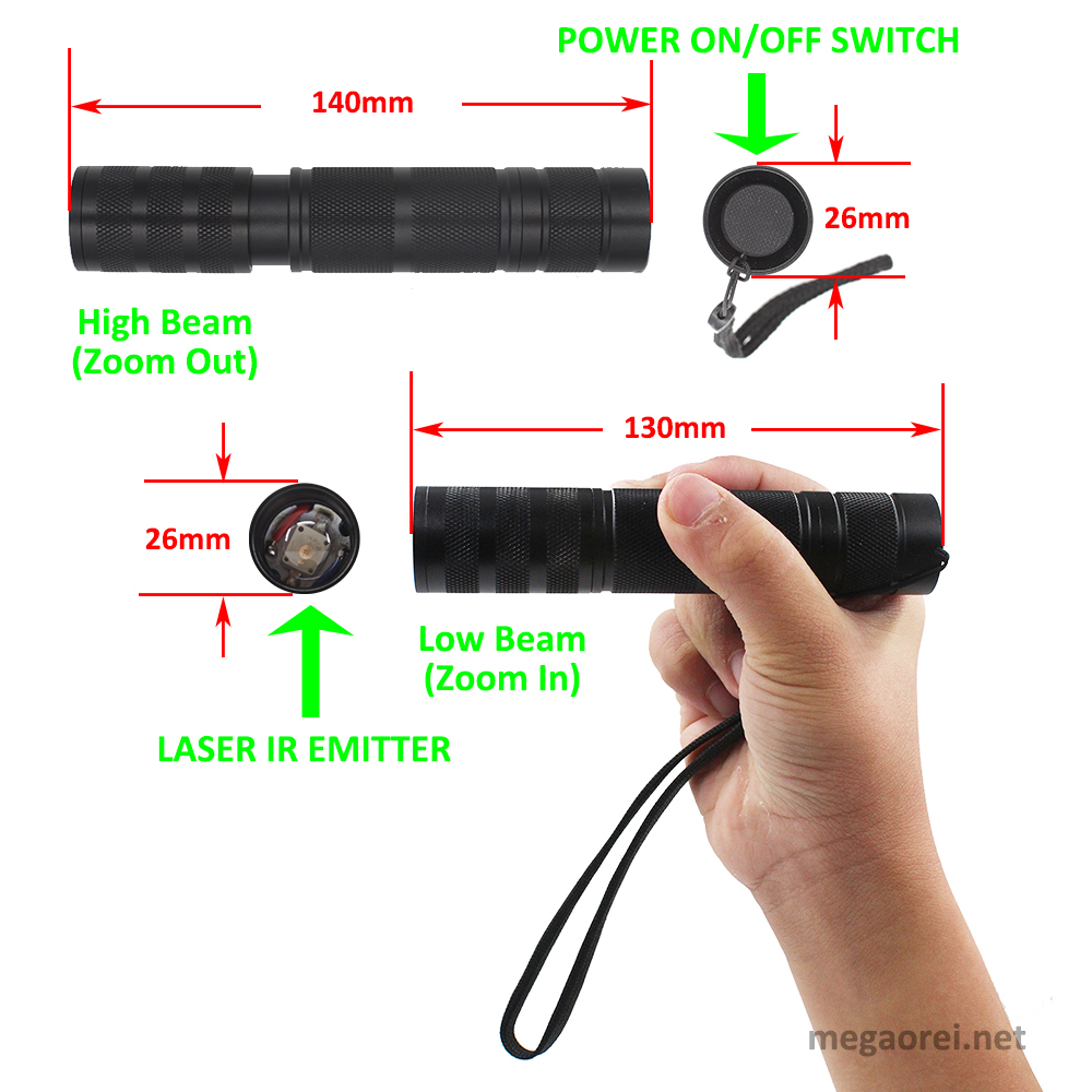 ไฟฉายยุทธวิธีอินฟราเรด Megaore - Ir Illuminator 850Nm Flashlight บทวิจารณ์และราคา