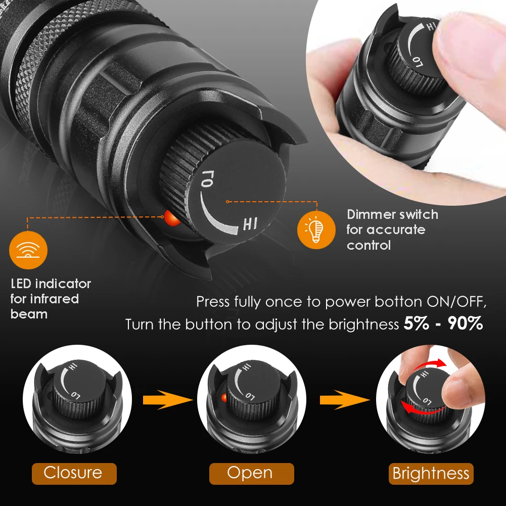 2001D uniqueFire ไฟฉาย LED 850 - Ir Illuminator 850Nm Flashlight บทวิจารณ์และราคา